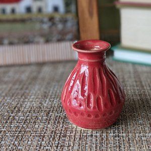 Hand Carved Small Red Vase